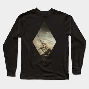 Minimalistic - Diamond oil painting of a ship Long Sleeve T-Shirt